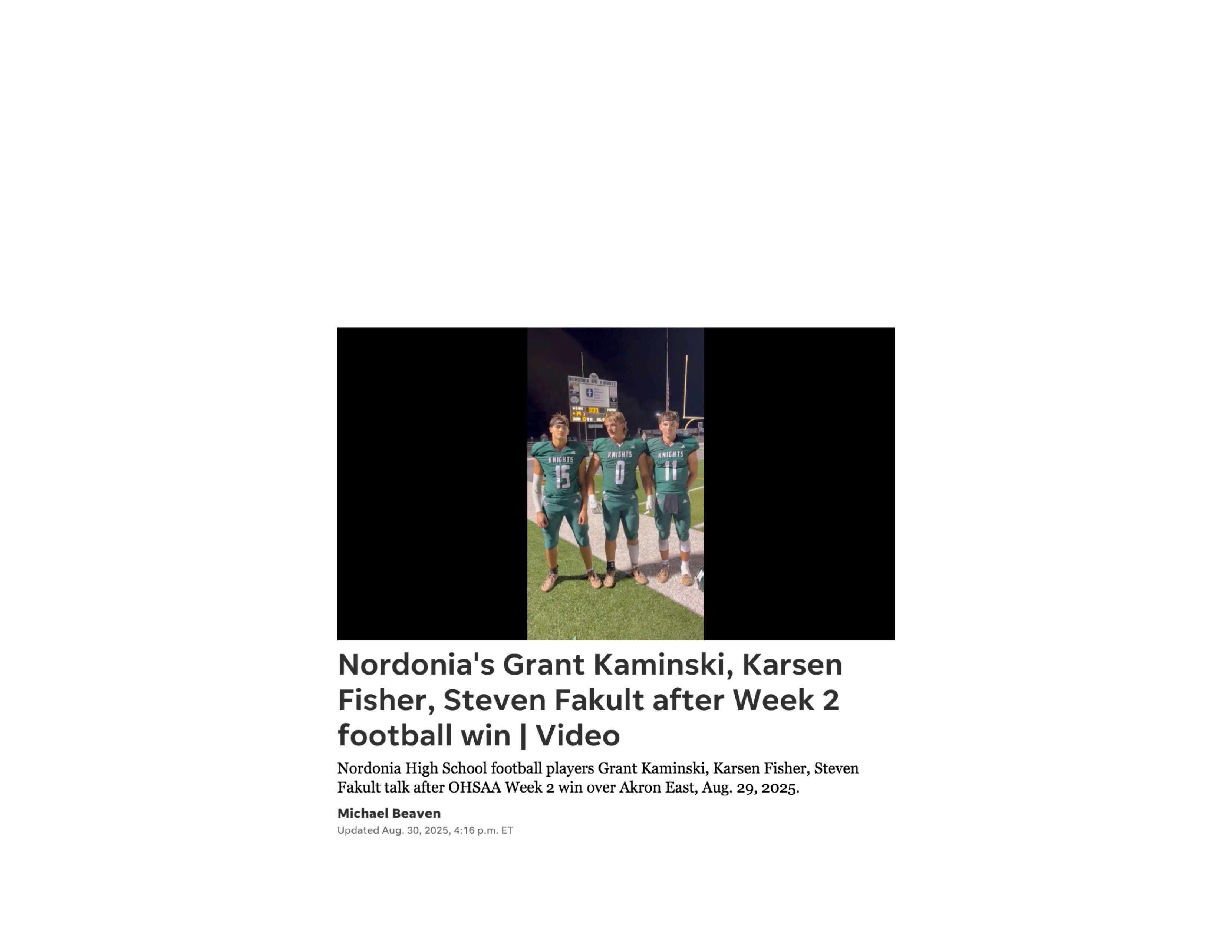 2025 08 30 Akron Beacon Journal Football Kaminski Fisher Fakult Video Photo